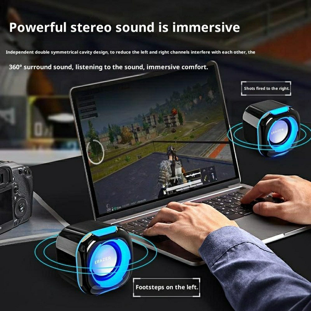 ERAZER A300Pro Desktop Computer Speakers – LED Lighting, USB Powered
