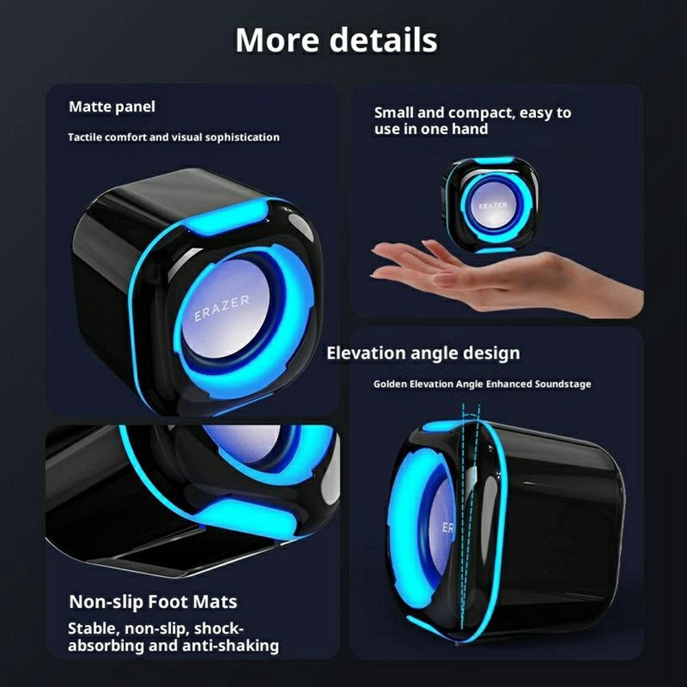ERAZER A300Pro Desktop Computer Speakers – LED Lighting, USB Powered