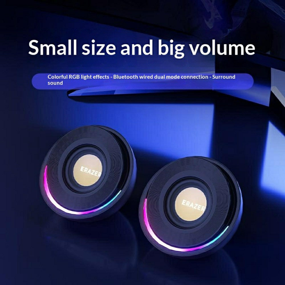 ERAZER A500 Desktop PC Speakers – RGB Light, 10W Bluetooth & USB