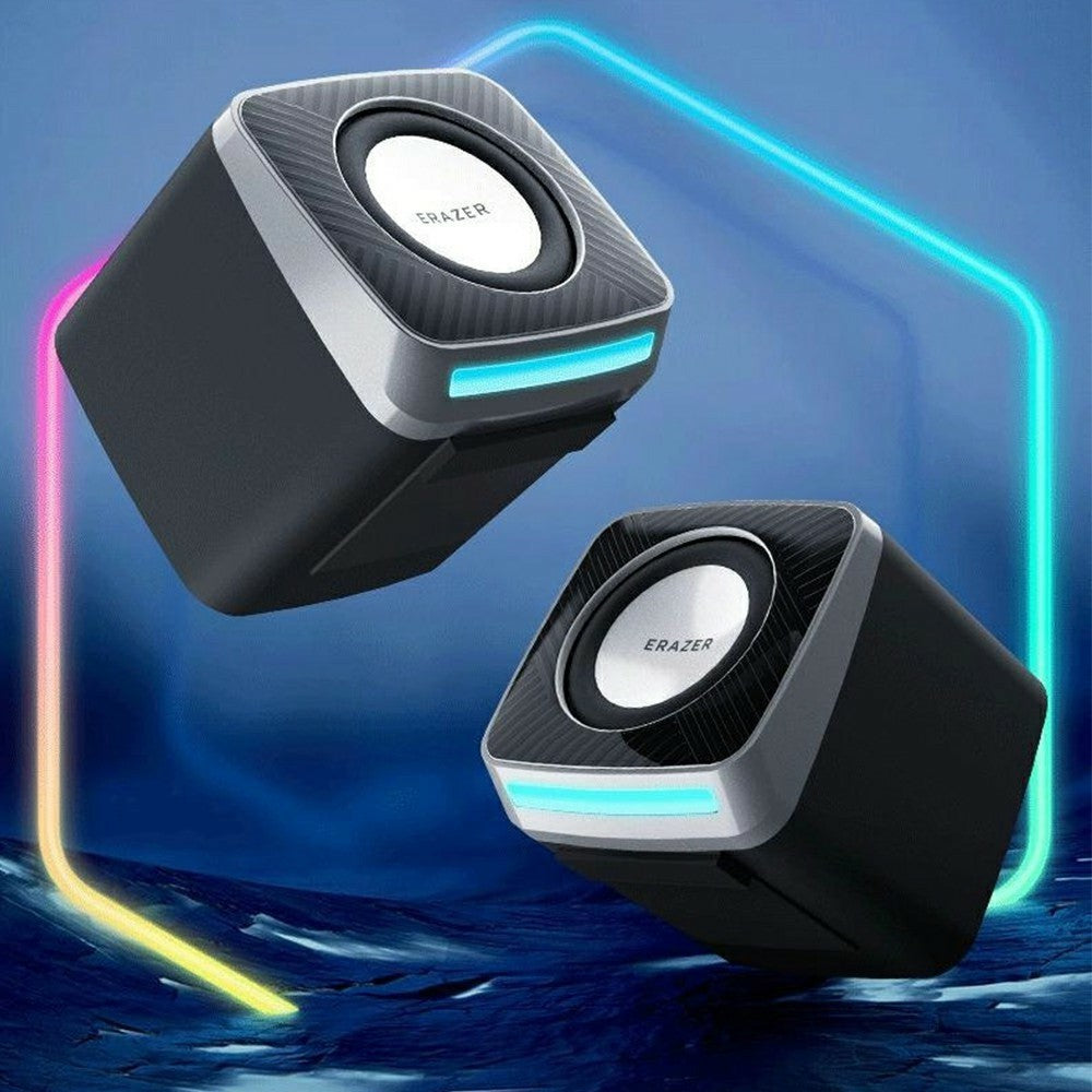 ERAZER A200 Desktop Computer Speakers – 7-Color LED, Metal Diaphragm