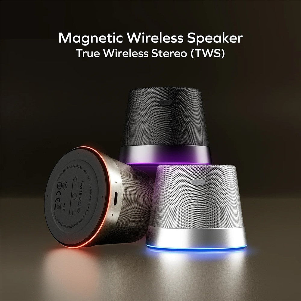 MOMAX 1-Vibe Magnetic Wireless Speaker – IPX7 Waterproof, RGB Light