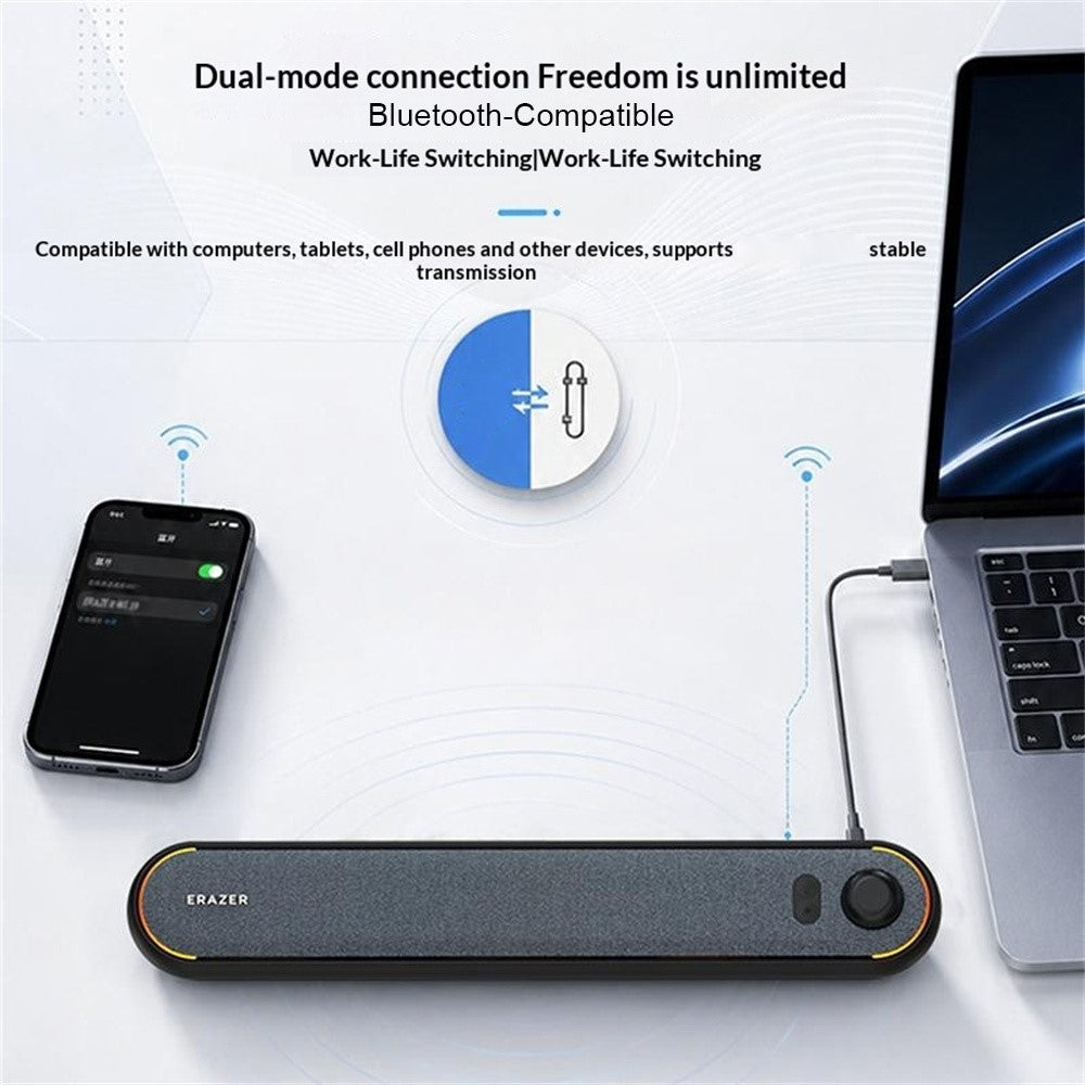 ERAZER W119 Desktop Soundbar – RGB Light, USB & Bluetooth 5.3