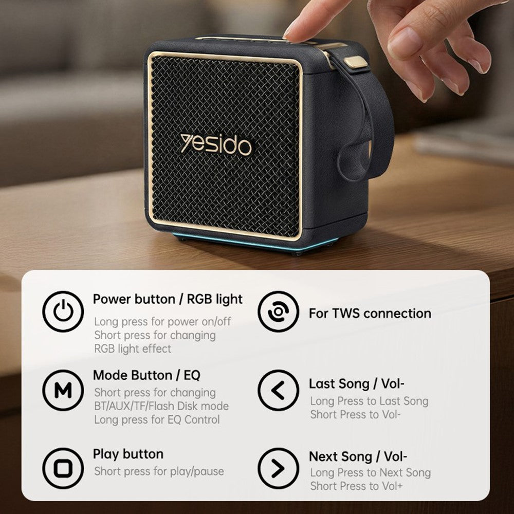 YESIDO YSW47 Waterproof Bluetooth Speaker – 30W Stereo Sound, IPX6