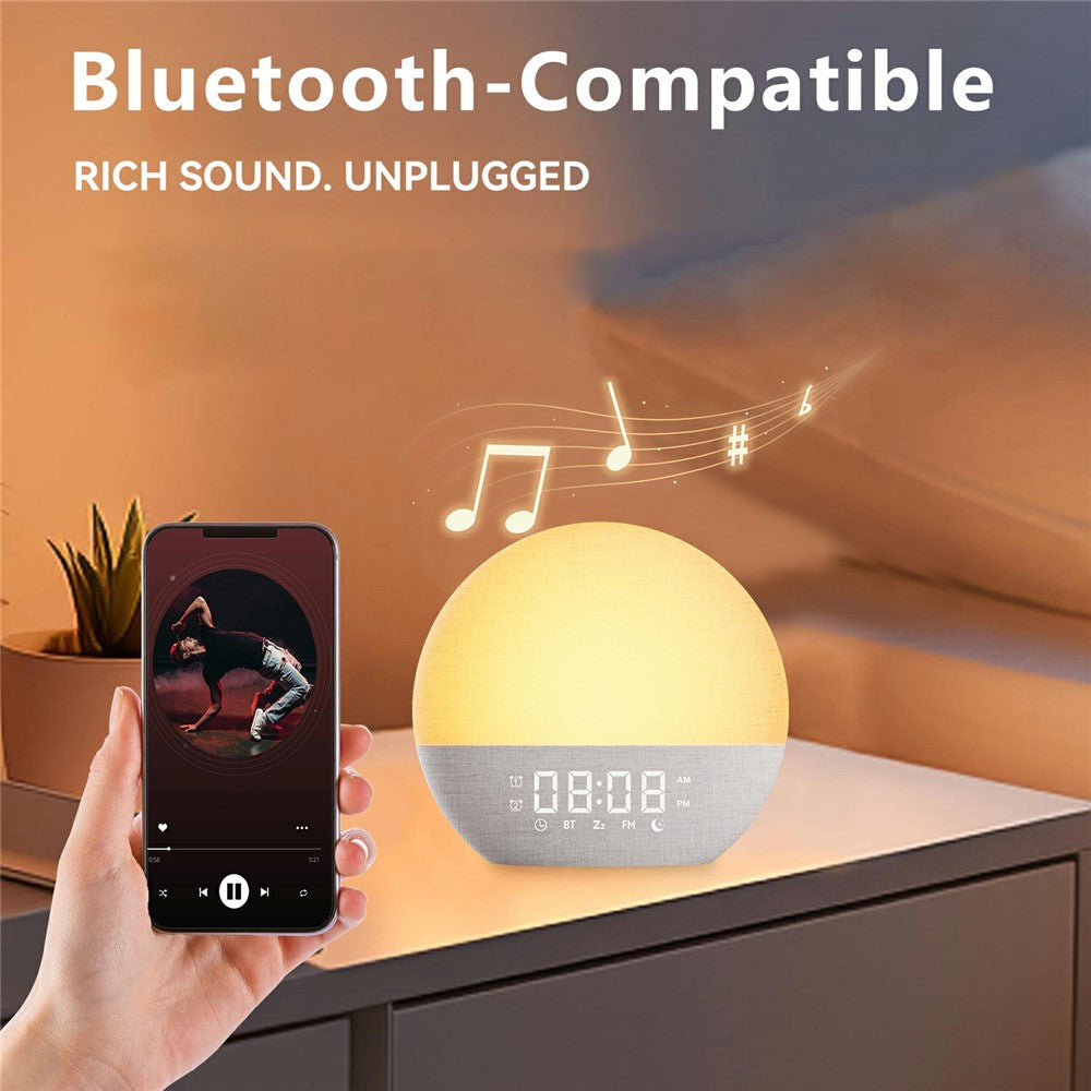 Sunrise Alarm Clock Bluetooth Speaker – White Noise, FM Radio & Night Light
