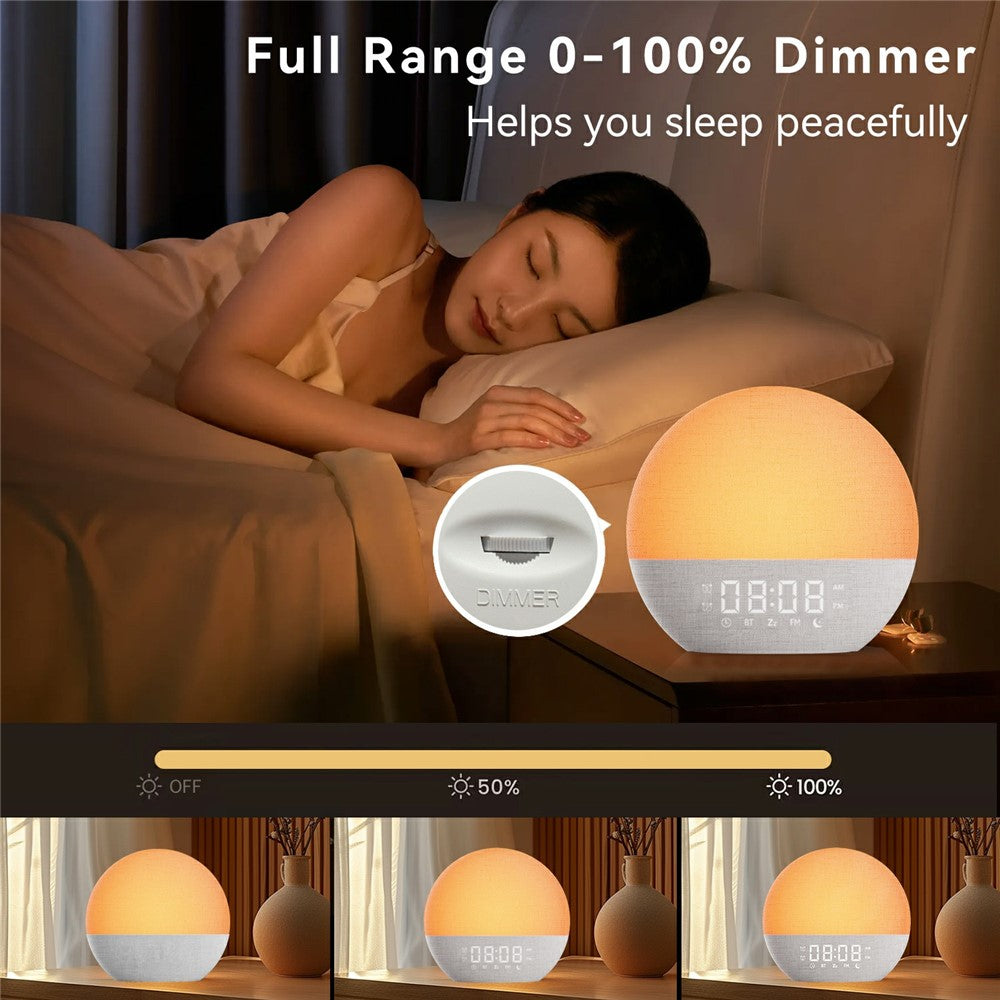 Sunrise Alarm Clock Bluetooth Speaker – White Noise, FM Radio & Night Light