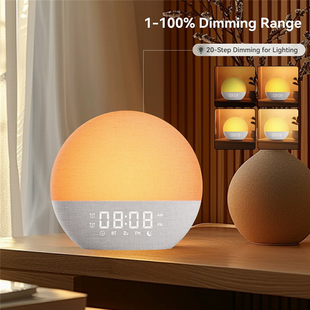Sunrise Alarm Clock Bluetooth Speaker – White Noise, FM Radio & Night Light