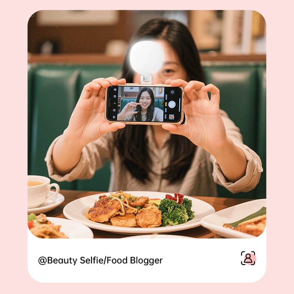 K04 Magnetic Selfie Ring Light with Mirror Foldable LED Fill Light Adjustable Brightness Phone Stand for Live Streaming