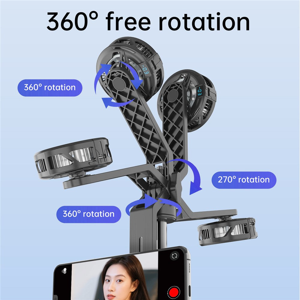 K07 Semiconductor Cooling Phone Stand Tripod Bluetooth-compatible Remote Control Selfie Stick for Live Streaming