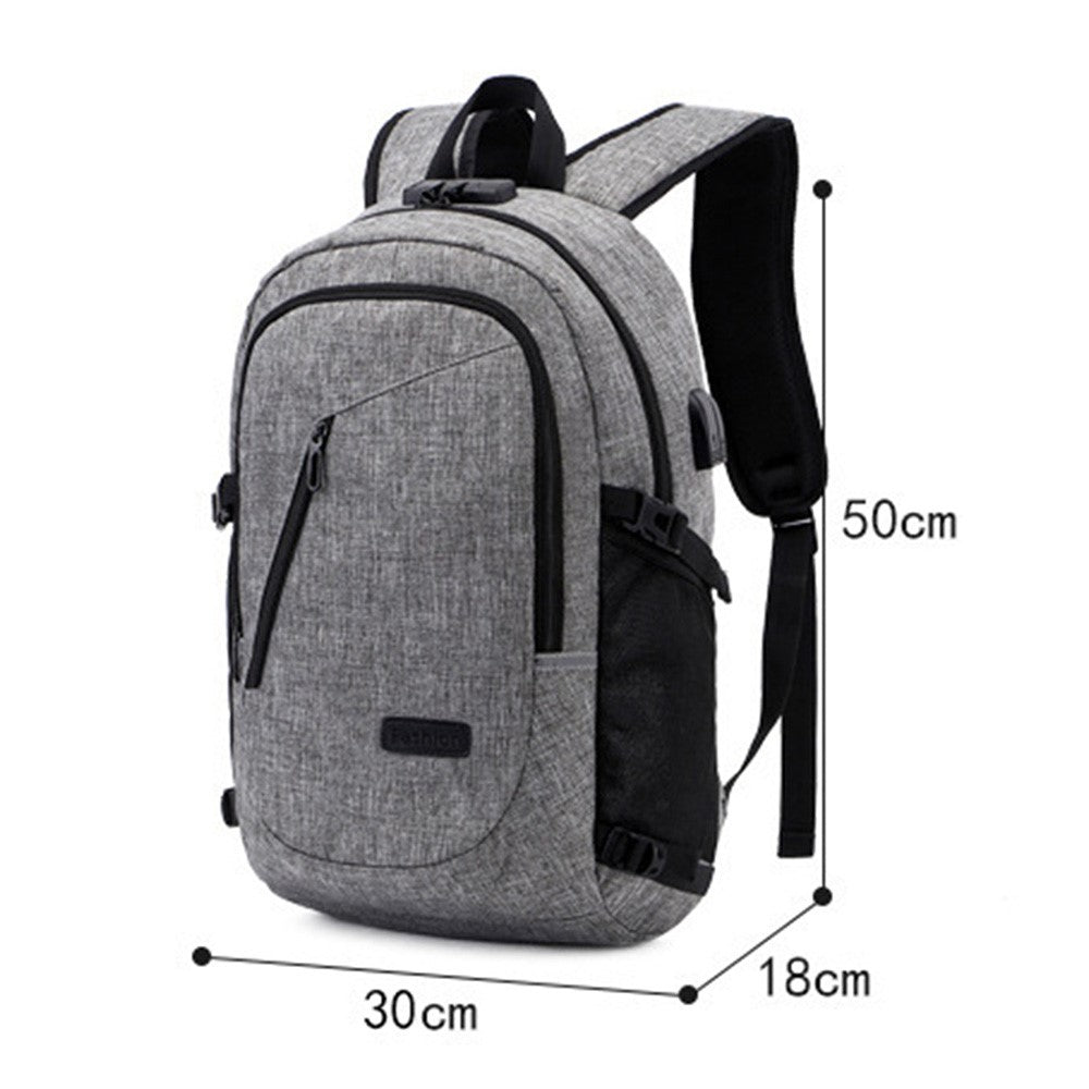 ZZRS PC6016C Anti-theft Backpack Lock and Scratch Resistant Waterproof Travel Bag Daypack Student Bookbag with Exterior USB+3.5mm Audio Port