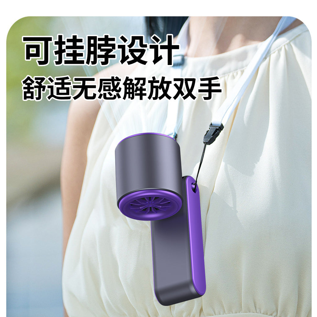 Cross-border new T15S handheld refrigeration ice fan usb high-speed turbo violence fan folding neck fan