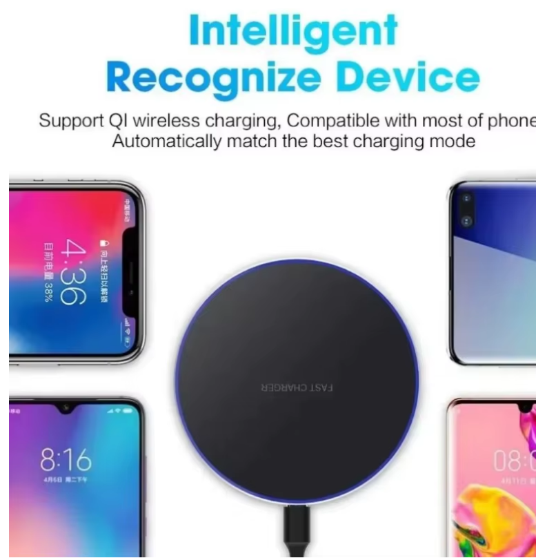 15W Wireless Charger Pad Induction Fast Wireless Charging Station