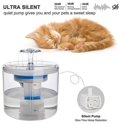 2.6L/88oz Cat Water Fountain Pet Water Fountain Transparent Automatic Cat Water Dispenser Pet Supply