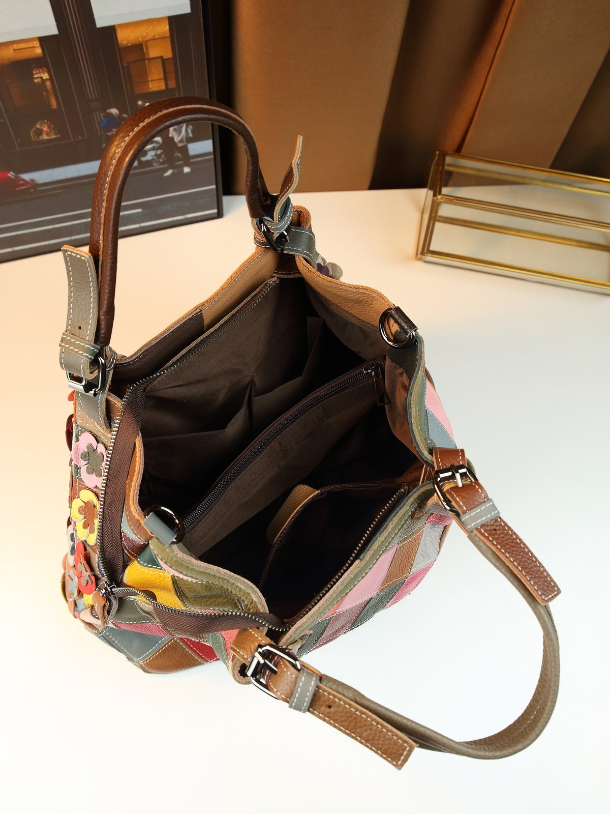 Vintage Woven Leather Crossbody Bag