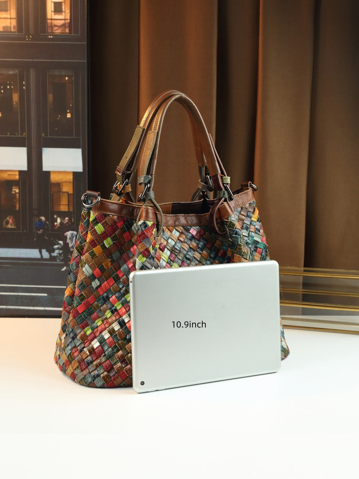 Vintage Woven Leather Crossbody Bag