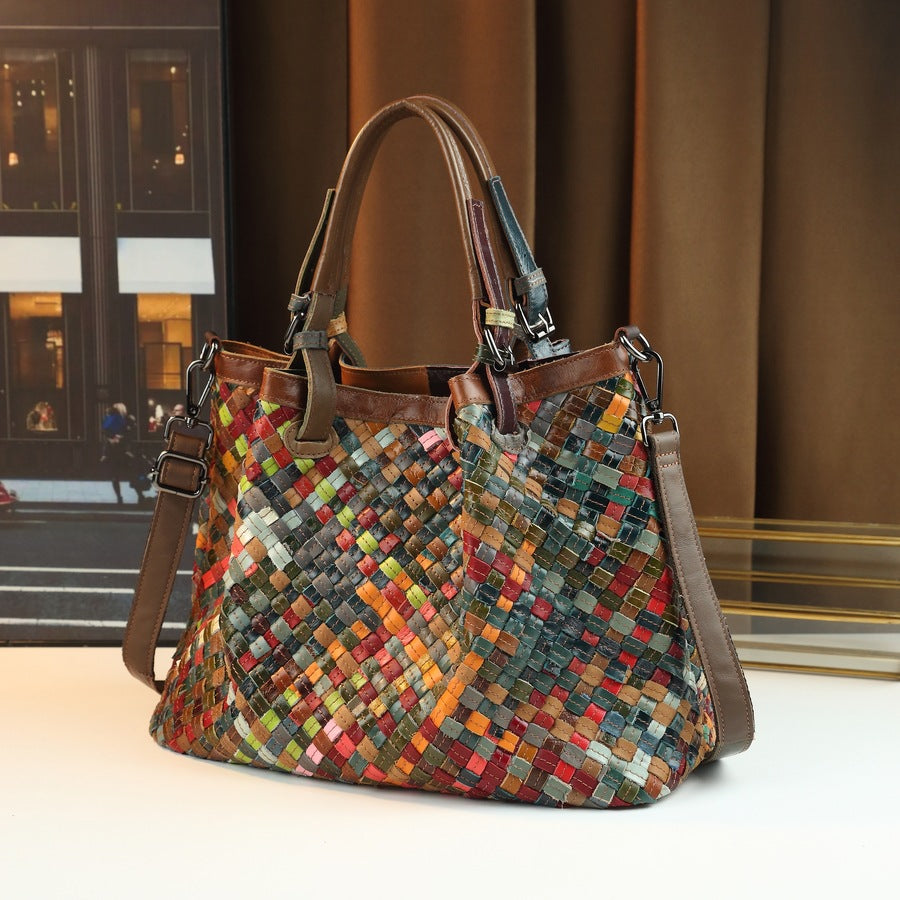 Vintage Woven Leather Crossbody Bag